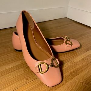 ASOS square toe ballet flats with gold detail